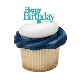 Happy Birthday - cupcake topper - aqua